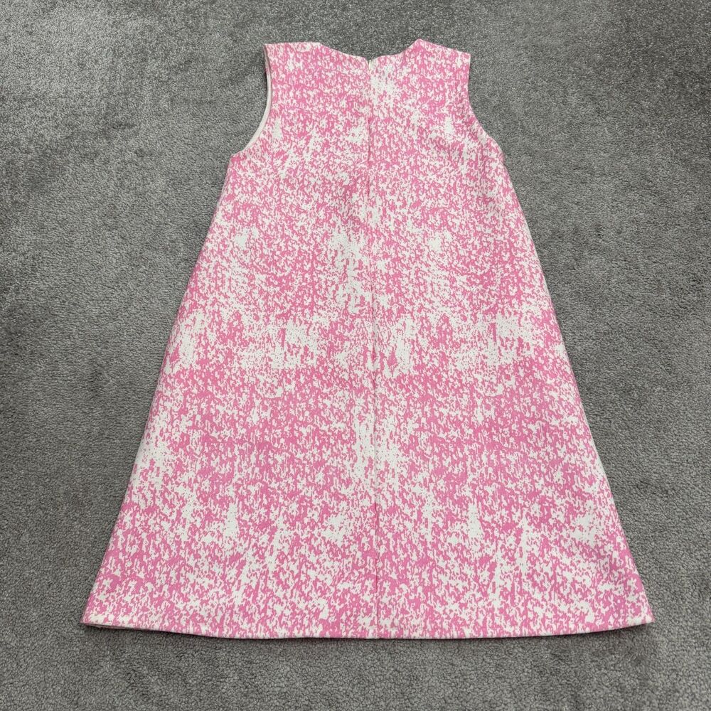 Zara Knit Patterned Midi Shift Dress Womens Small Pink White Pockets Stretch NWD - Picture 2 of 16